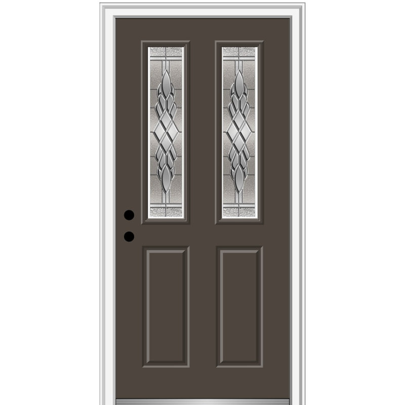 Porte d'entrée pré-montée en fibre de verre 2 panneaux 2 1/2 Grace Grace, H 80 po x l 30 po x P 1,75 po, Brun