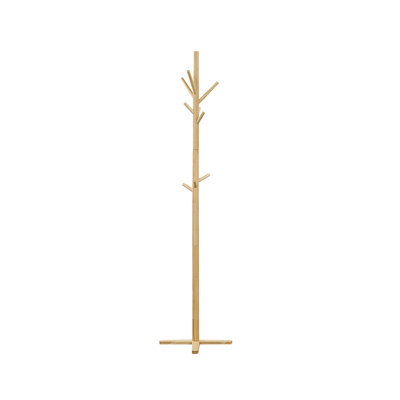 Natural Finish Modern Coat Rack Wood, 9 Hooks Coat Hanger Stand Entryway Home Furniture 1Pc