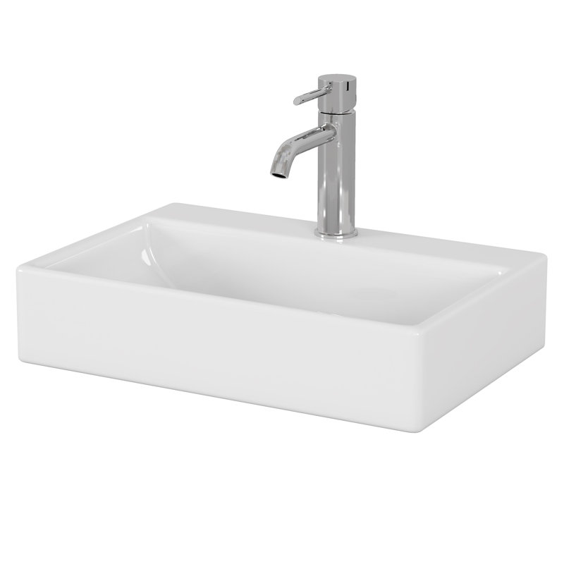 20.6" Square Ceramic Vessel Sink, Premium White Above-Counter Basin | Gift Idea