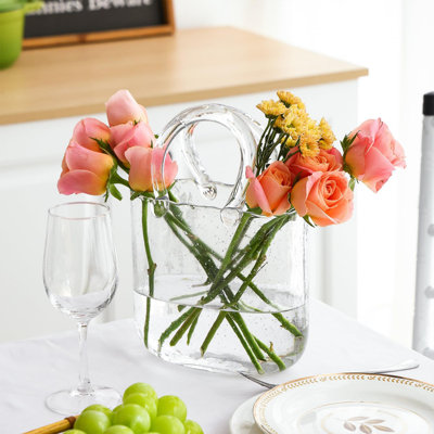 Vases en verre transparent avec poignée