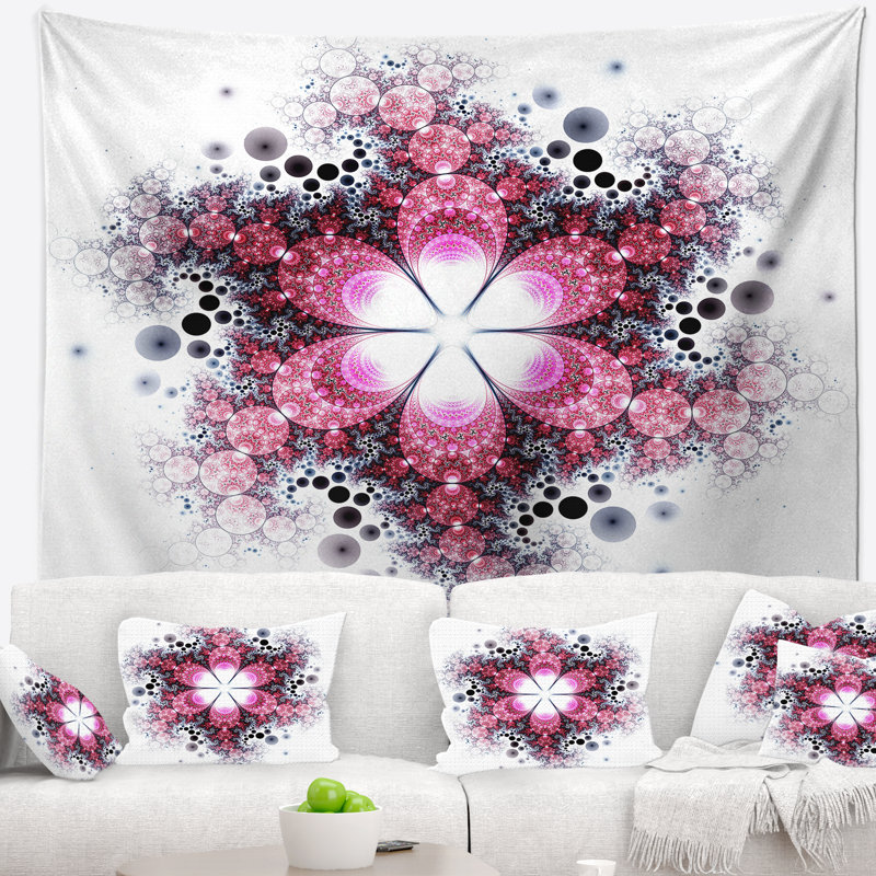 Tapisserie de motif fleur abstraite abstraite, H 68 po x l 80 po