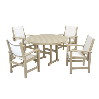 POLYWOOD Coastal 5-Piece Round Farmhouse Dining Set by POLYWOOD