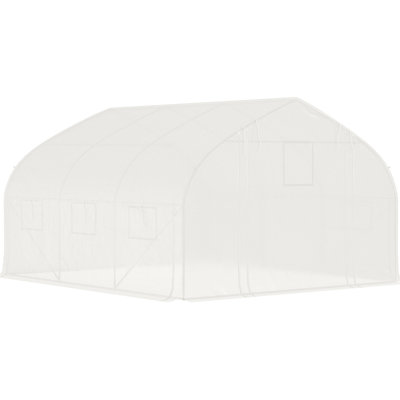 Walk-In Greenhouse 11.5'X10'x6.5', Galvanized Steel, Zippered Door, 7 Mesh Windows, Sidewalls, Resistance, 85% Sunlight Penetration With Steel , Block, Cover