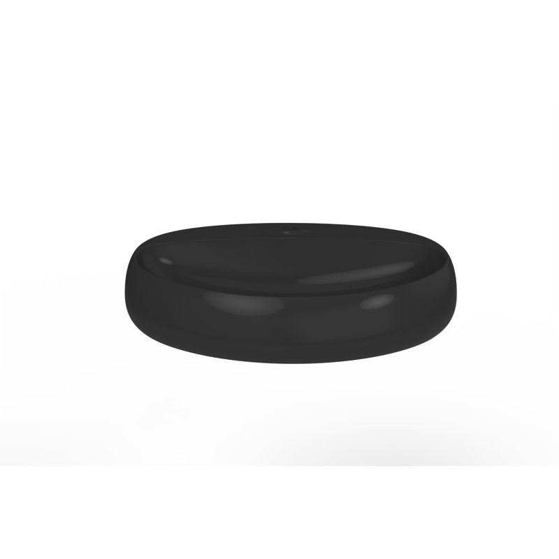 CastelloUSA Rosaria 17.5" Porcelain Oval Wall Mount Bathroom Sink with Overflow, Matte Black