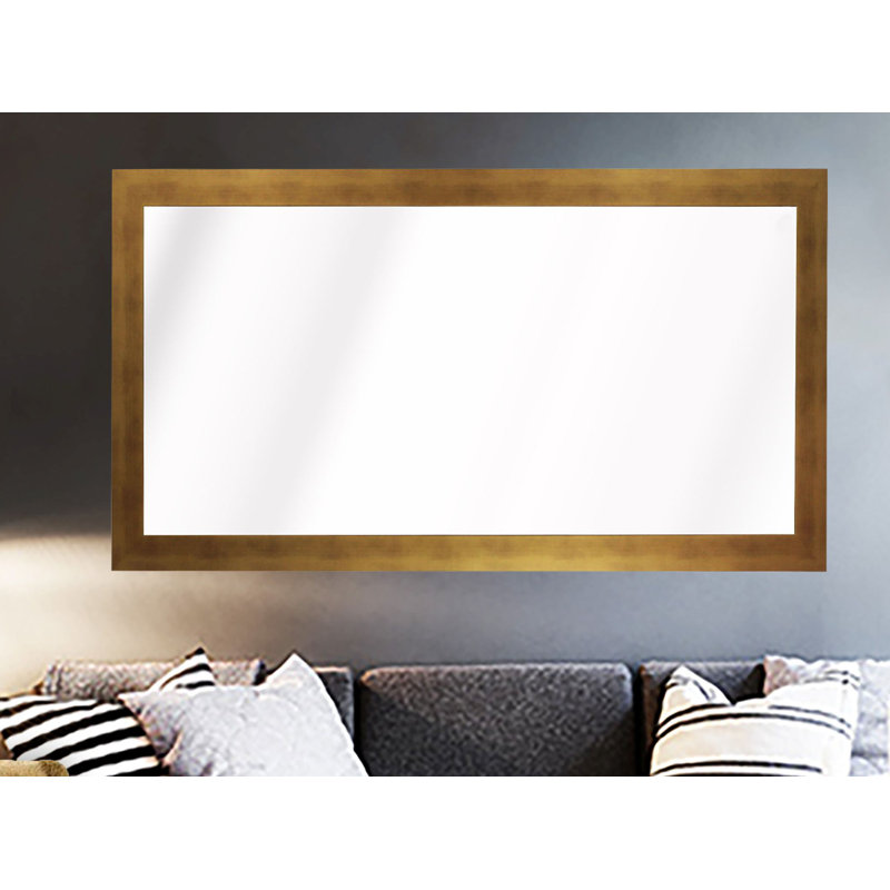 Alizeh Wood Flat Mirror, 53.5" H x 32" W, Matte Gold