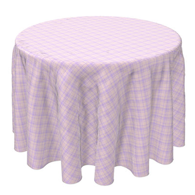 Round Plaid Cotton Twill Tablecloth