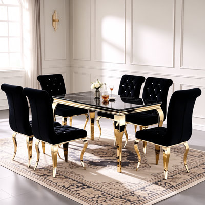 Chaises d'appoint rembourrées en velours capitonné Kinna