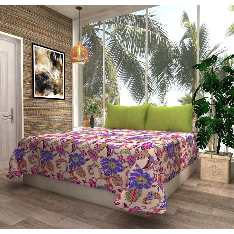 Etavonni Home Bunga Mekar, Twin Comforter + 1 Standard Sham