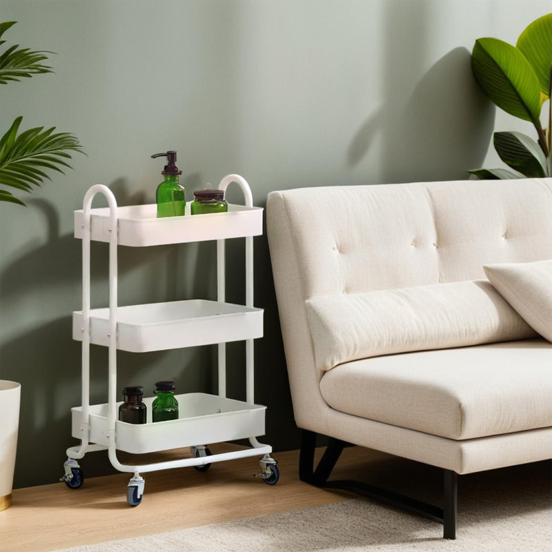 Wilburn Metal Bar Cart, White