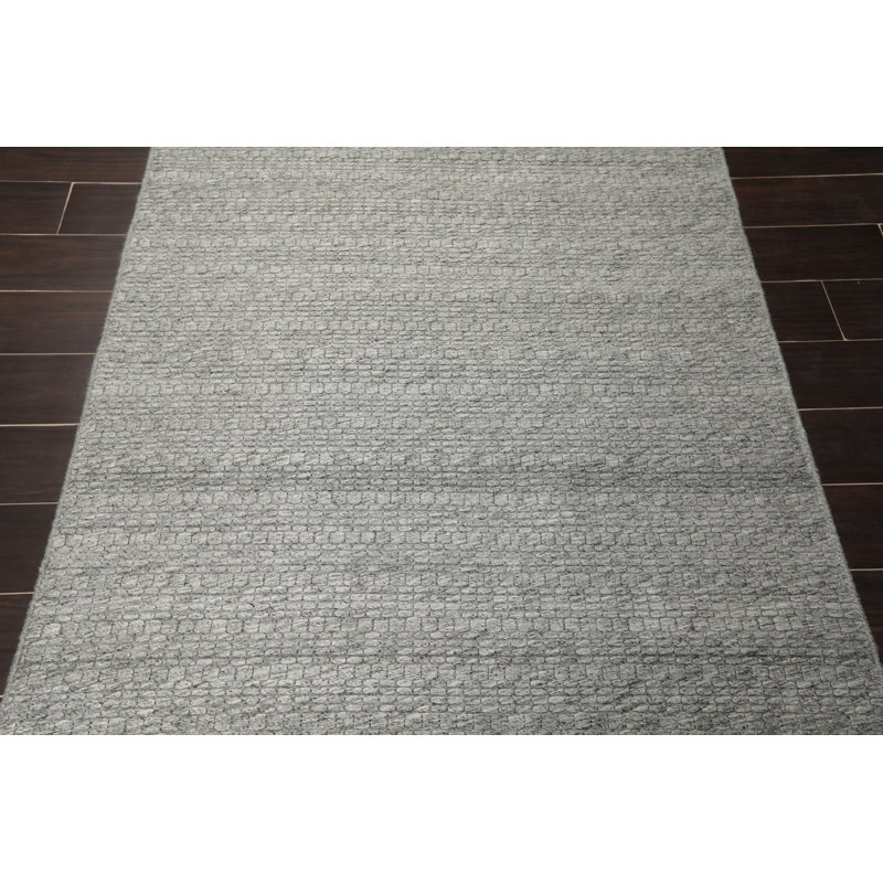 Tapis décoratif gris en laine tissé à la main isahag, Rectangle 5 pi x 8 pi