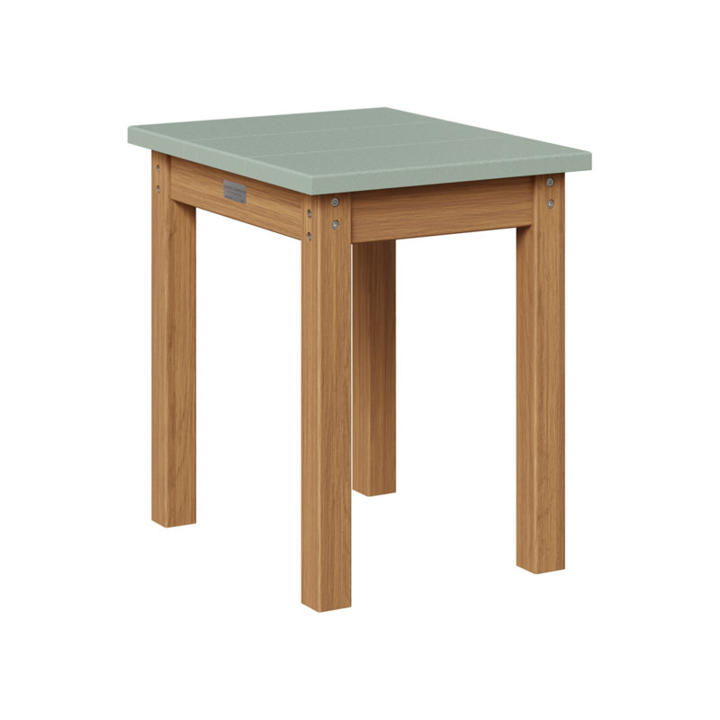 Outdoor Rectangle Side Table, Seafoam, Natural Teak
