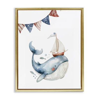  Cute Sailor Whale Floater Canvas Wall Art by LSR Design Studio