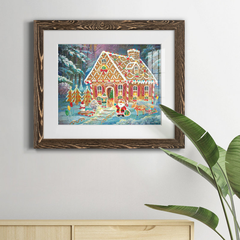 «Santa's Ginger Workshop» par J Paul, reproduction d'art sur papier encadrée, H 24 po x l 18 po x P 1,5 po