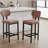 Upholstered Fabric Counter Height Barstool with Black Metal Legs for Dining Room/Kitchen Island/Bar-1883469826