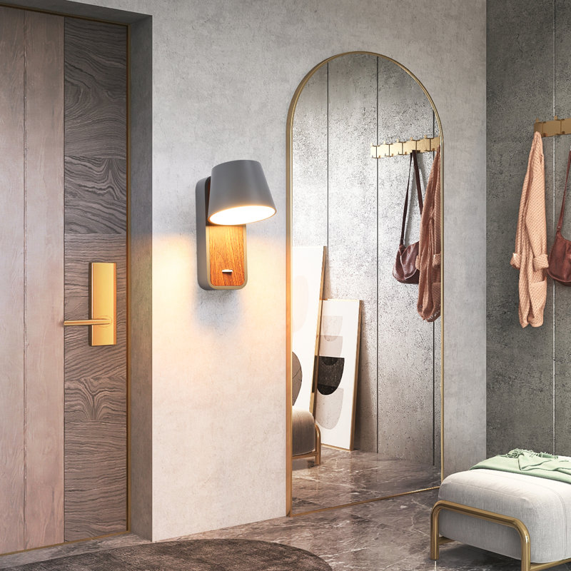 Dillman Aluminum LED Plug-in Armed Sconce, Matte Grey