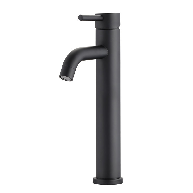 Matte Black Stainless Steel Single Handle Vessel Sink Faucet
