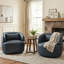 Ensemble de 2 fauteuils pivotants rembourrés modernes en similicuir Bolton (ensemble de 2)-1158620268