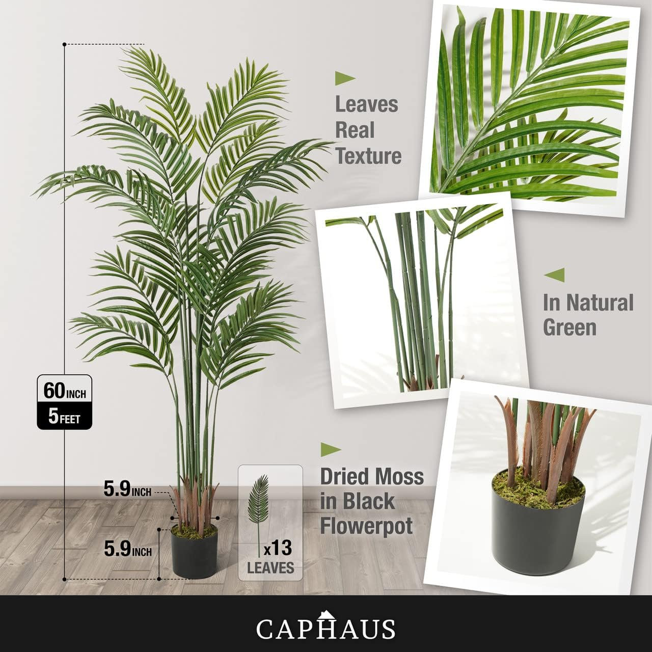 Palm Tree in Pot, 60" H x 5.91" W x 5.91" D