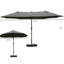 Parasol de patio de 15 pieds - Parasol extérieur rectangulaire en acier double face, gris foncé, protection contre le soleil, manivelle facile, matériau durable gris 15 pi avec base. Parasol de parasol. Acier, intempéries