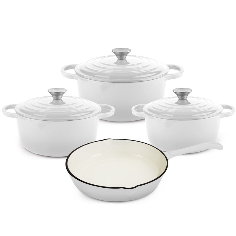 7 - Piece Cast Iron Cookware Set, White