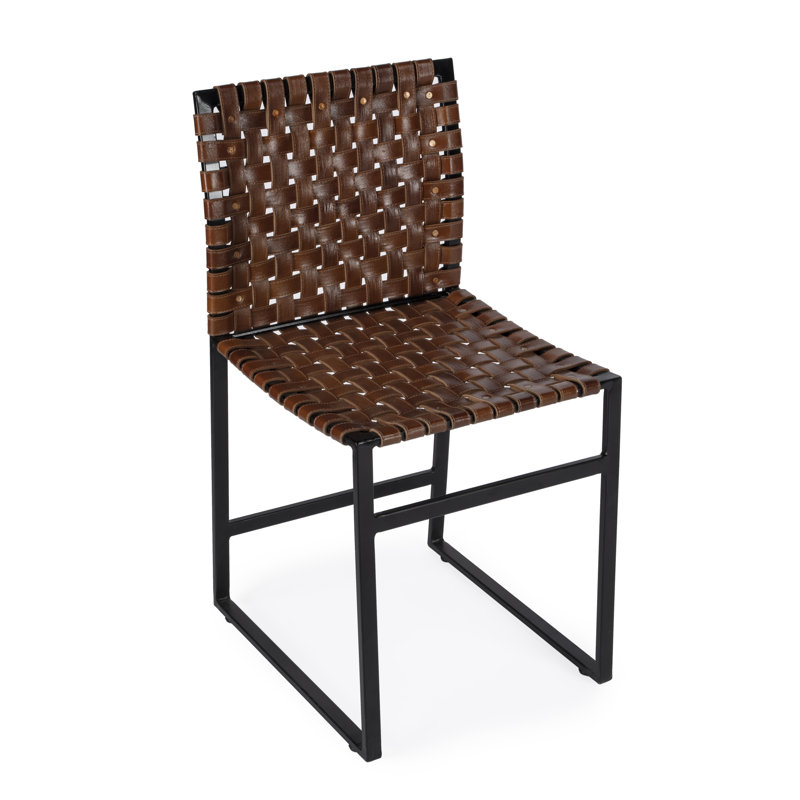 Chaise en cuir véritable Augusta, Brun foncé / noir