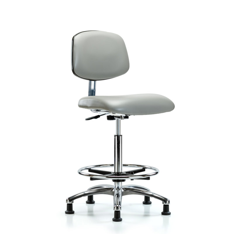 Iyana Vinyl Drafting Chair, Dove, Glides