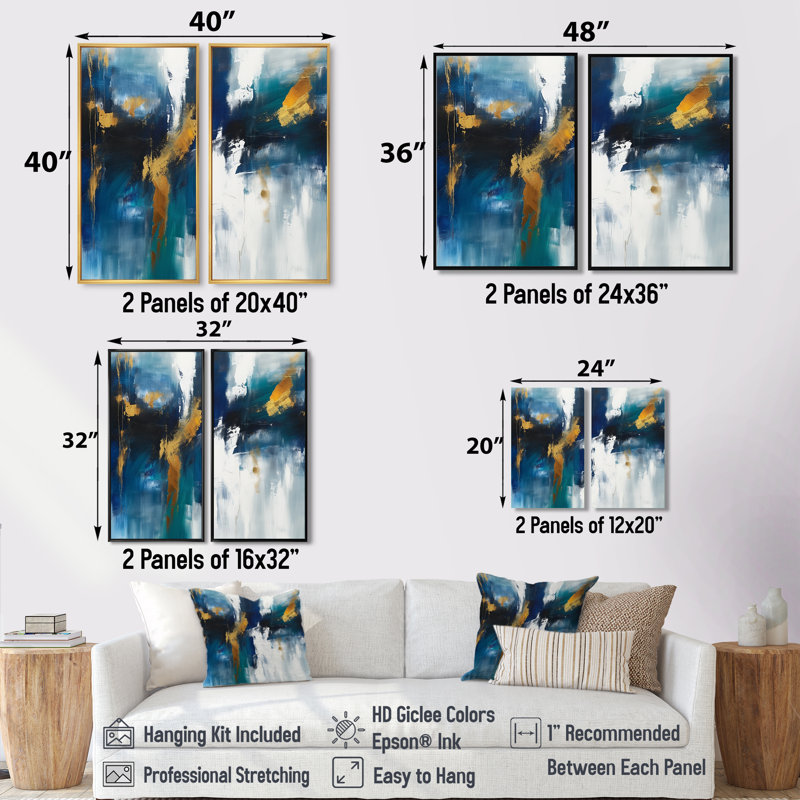 Cootes - Blue, reproduction d'art moderne sur toile, H 36 po x l 48 po, Impression encadrée flottante, Noir