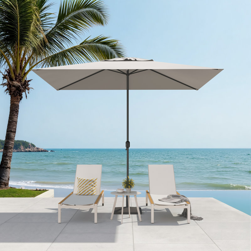 6.5X10ft Patio Crank Market rectangular Umbrella
