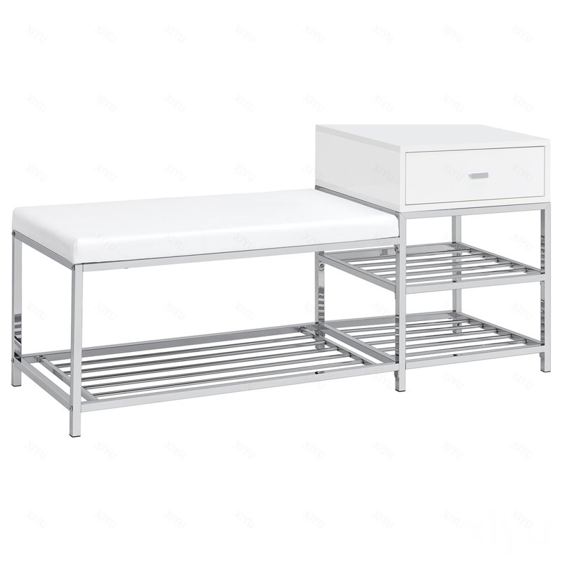 Banc de rangement à 1 tiroir blanc brillant Yesler