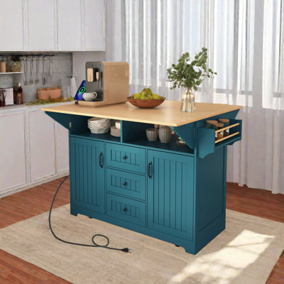 Caye Rolling Kitchen Cart with Manufactured Wood Top