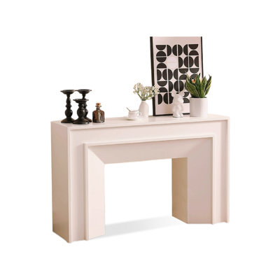 Beige Solid + Manufactured Wood Freestanding Fireplace