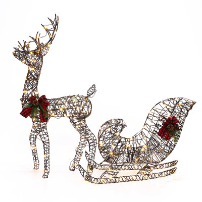 Reindeer and Sleigh Holiday Lighted Display Set