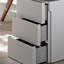 Bureau à 4 tiroirs brun noisette + blanc beige + bois manufacturé rectangulaire champagne + acier au carbone-167089737-167089743