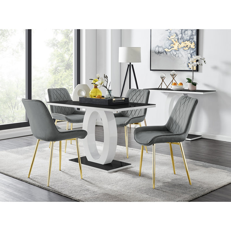 4 - Person Dining Set, Grey/Gold
