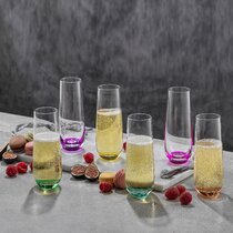 JoyJolt Windsor Collection European Crystal Champagne Glass with Gold Rim,  Set of 2 Stemmed Champagne Flutes 