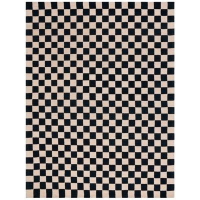 Freesia Black Beige Hand-Tufted Checkered Rug
