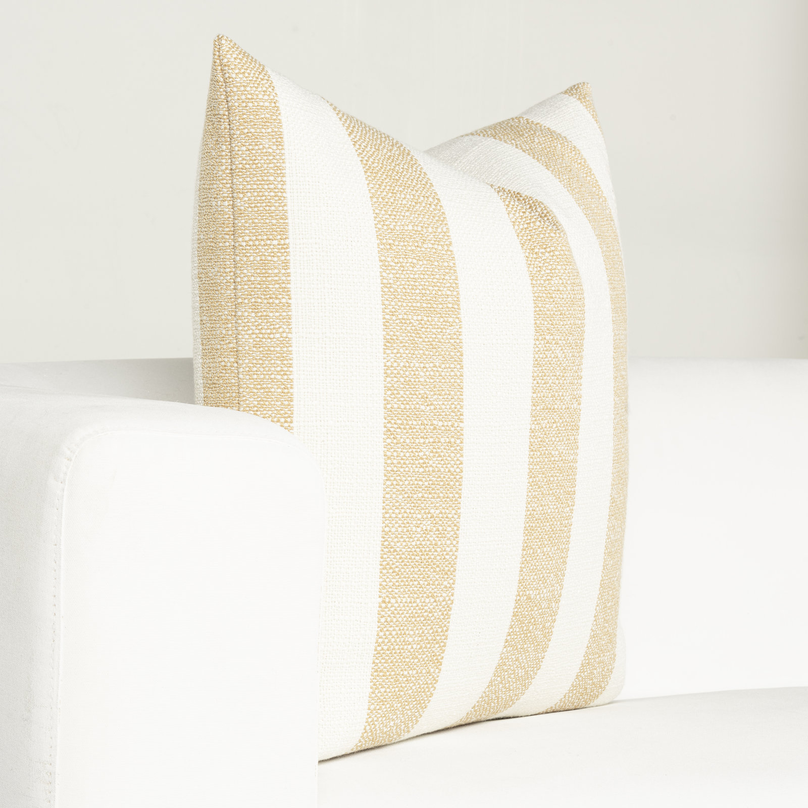 Birch Lane Harding Throw Pillow Throw, Yellow Striped, Feather, Square 26"