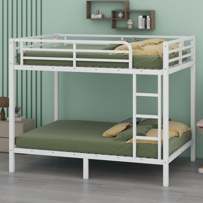 Metal Bunk Bed For Teens And Adults,Space-Saving, Full Over Full, White