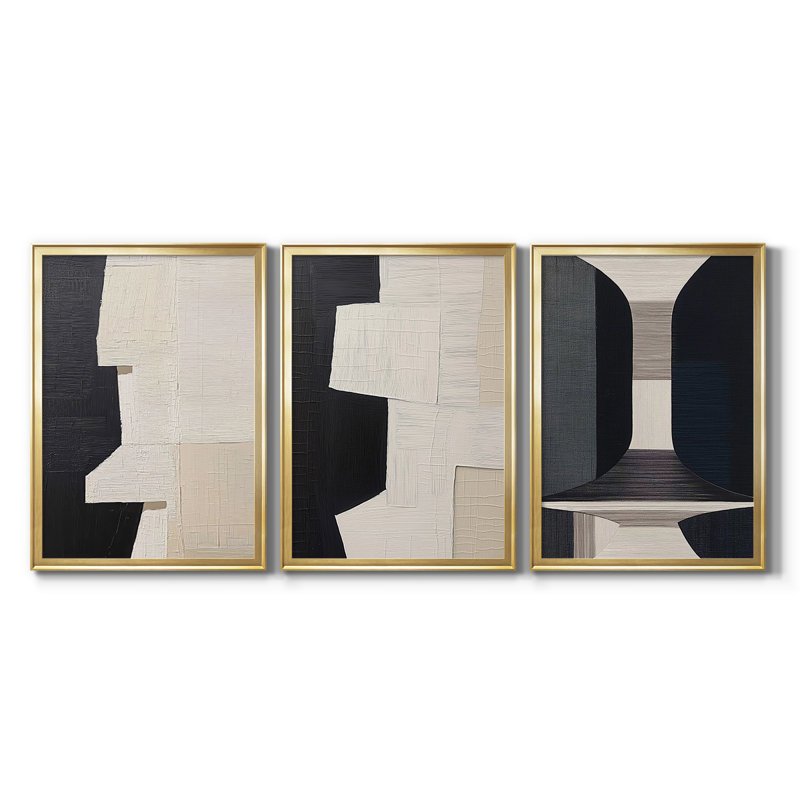 ABSTRACT Series DCLXVII - Toile tendue avec châssis sur mesure - 3 pièces, H 21 po x l 30 po, Doré