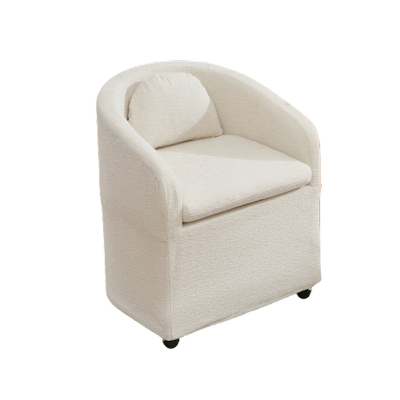 Ensemble de 1 fauteuil de salle à manger en chenille avec roulettes à coussin de dossier et design ergonomique beige, Beige