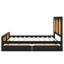 Grand lit plateforme en bois 2 tiroirs avec décoration, rangement de finition moderne noir, noir et hanche