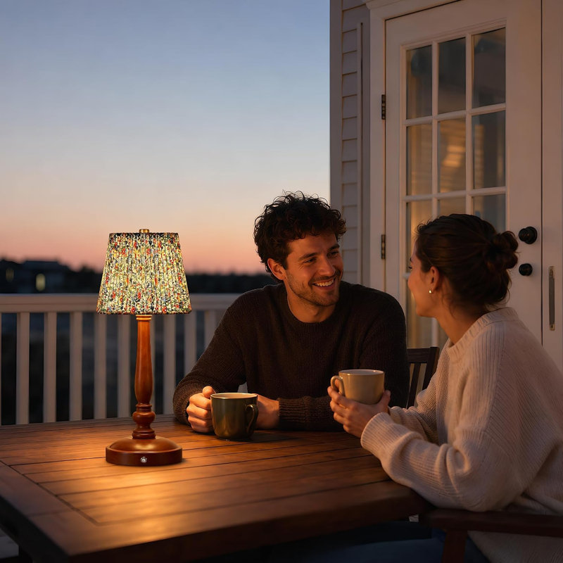 15.5in Wireless Table Lamp, 5400mAh Rechargeable Small Bedside Touch Lamp, Floral