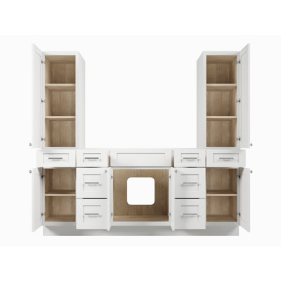 Disar 78'' Single Bathroom Vanity With Tall Linen Cabinet Dovetail Solid Wood Drawer Base Only