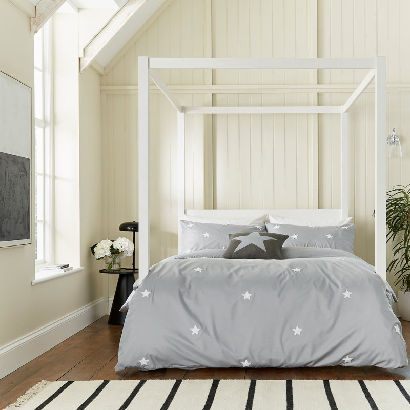 Tufted Star Duvet Cover Set, Single Duvet Cover + 1 Pillowcase, Grey