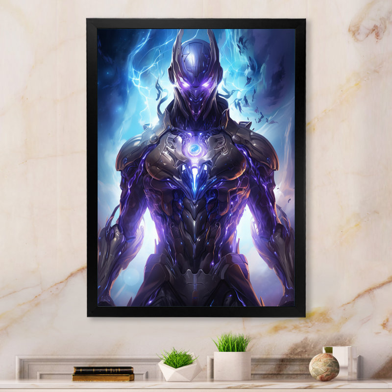 «Villian Robot I - Superheros», impressions d'art mural, Cadre photo noir, H 44 po x l 34 po x P 1,5 po