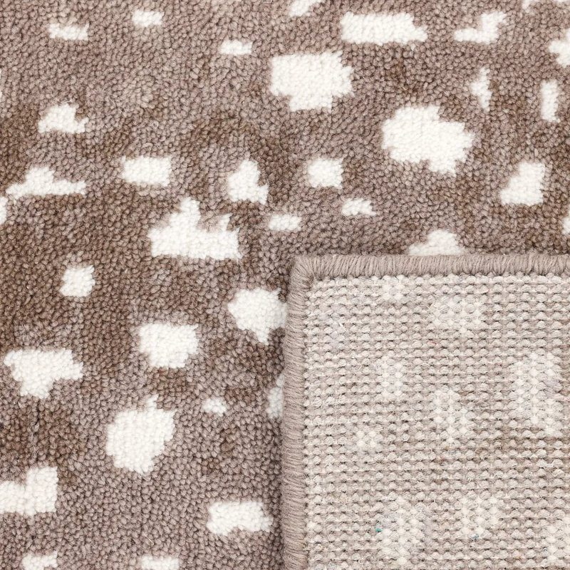 Louis Animal Print Hand-Knotted Wool/Cotton Ivory Area Rug, Rectangle 5' x 8', Beige