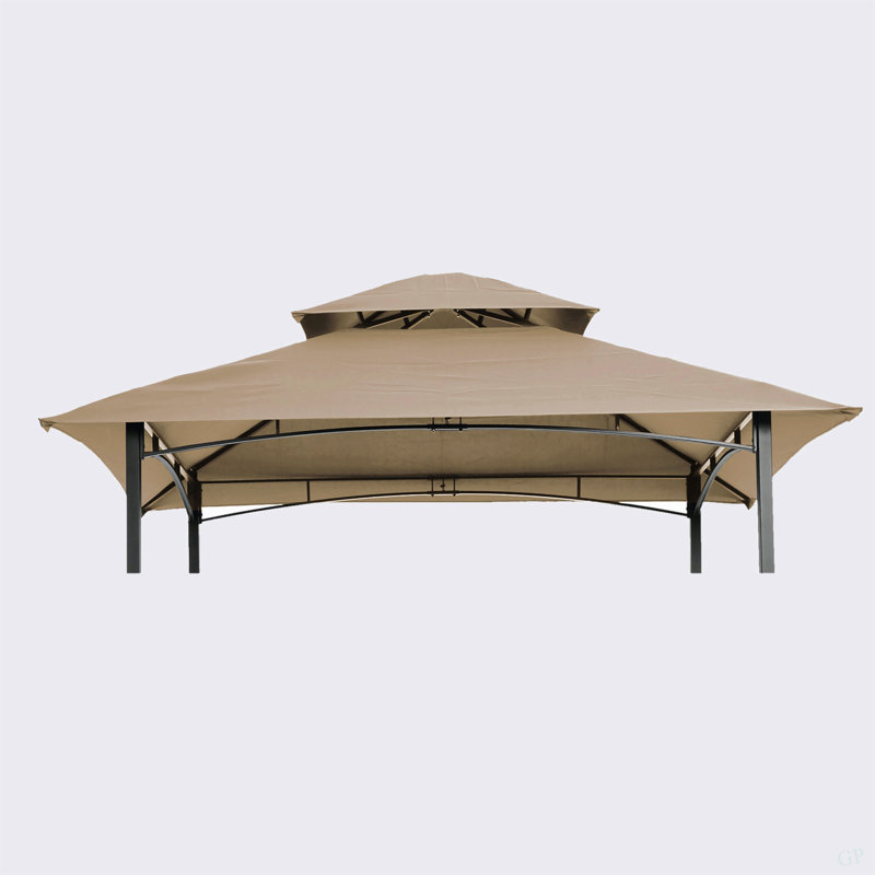 8X5ft Grill Gazebo Replacement Canopy,Double Tiered BBQ Tent Roof Top Cover,Beige, Beige