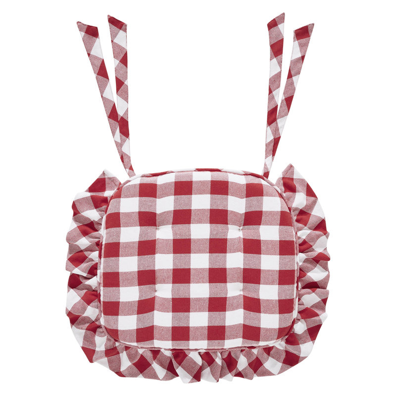 Annie Buffalo Check VHC Brands 1 - Piece Chair Pad, Red/White