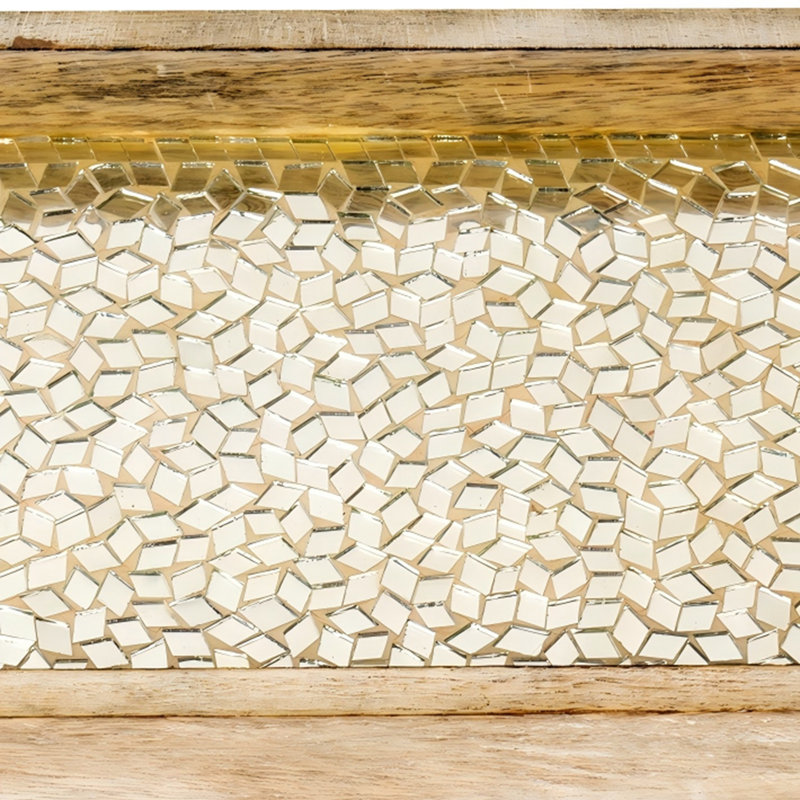 Plateau de meuble-lavabo en bois et en mosaïque argenté, 12 po