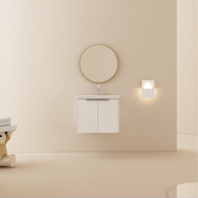24" Bathroom Vanity With Sink - Wall Mounted, Ample Space For Items White 24 Inch Space Design